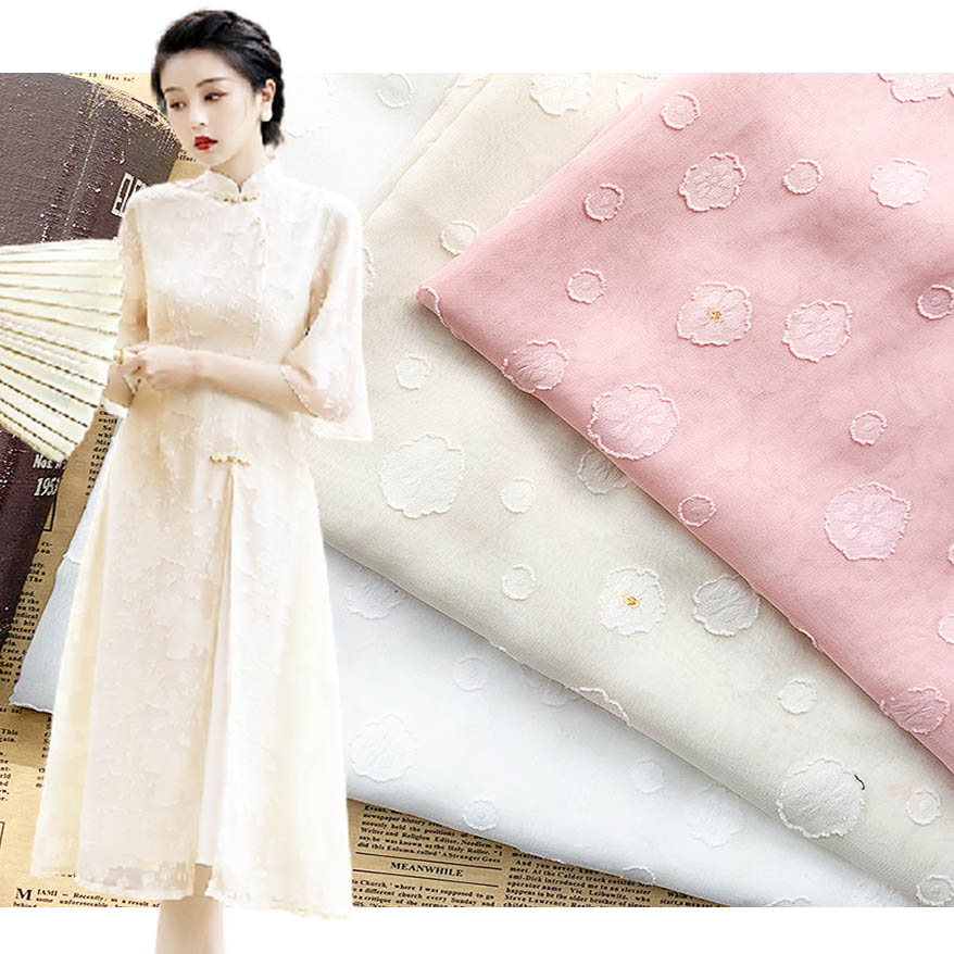 Pink Custom Polyester Woven Chiffon Uragiri Fabric LXP-1032