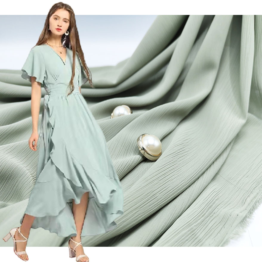 Custom Design 100% Polyester Woven Crepe Stripe Chiffon Fabric For Women Dress LXP-603