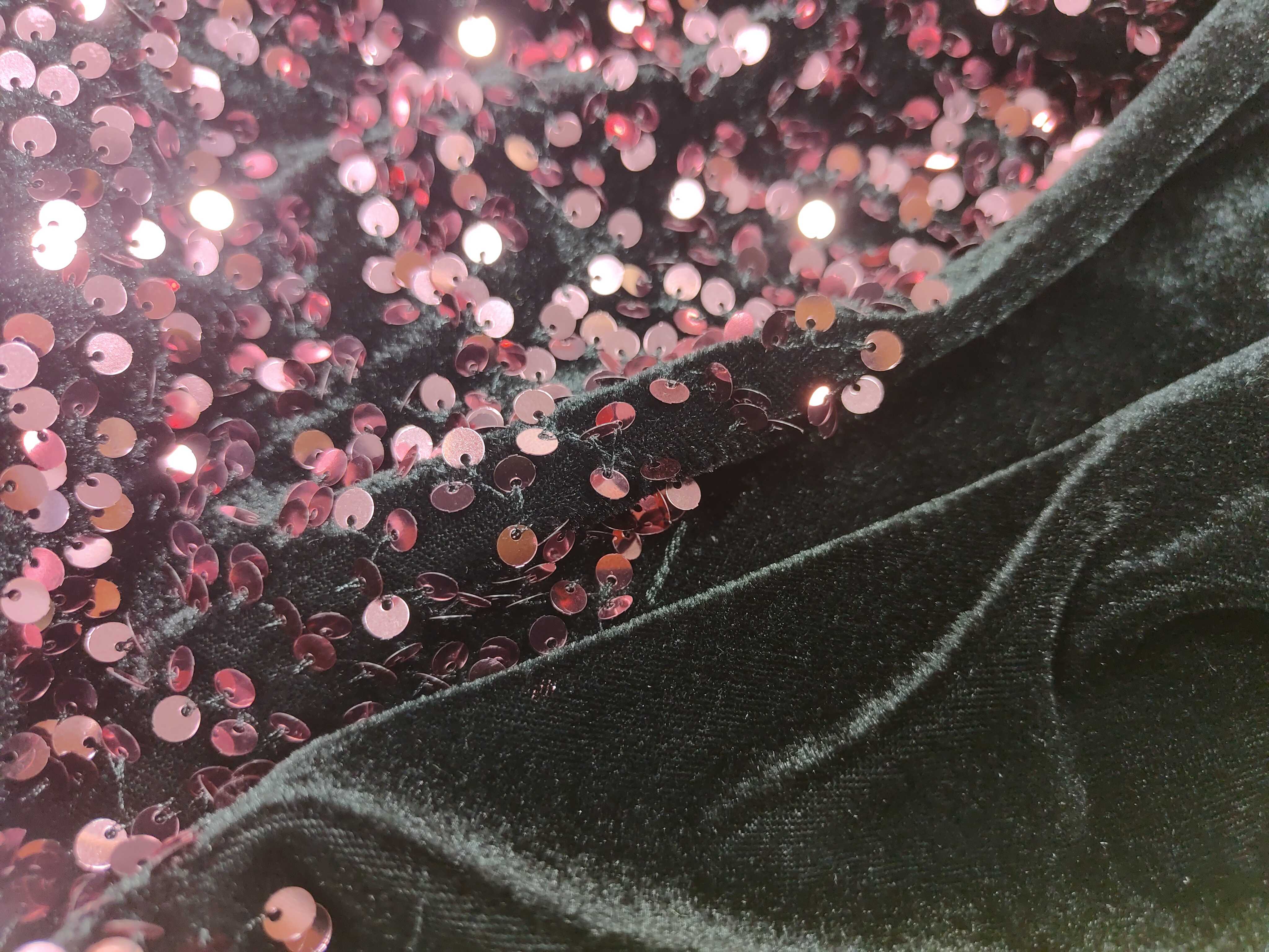 Wholesale shiny stretch embroidered sequin velvet fabric
