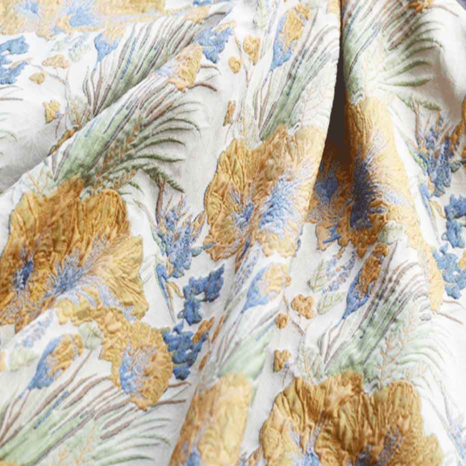 fashion golden big flower new design jacquard brocade fabric