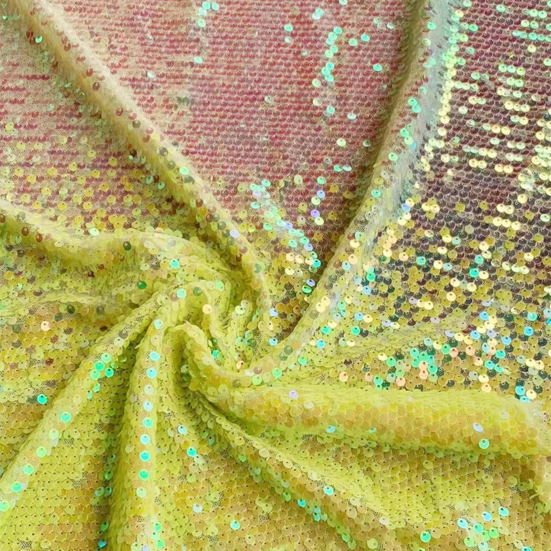 Multicolor Sequin On Mesh Fabric
