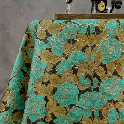 Embossed Rose Jacquard Fabric with Gold Thread  Vintage Palace Style Midi Skirt Coat Bag