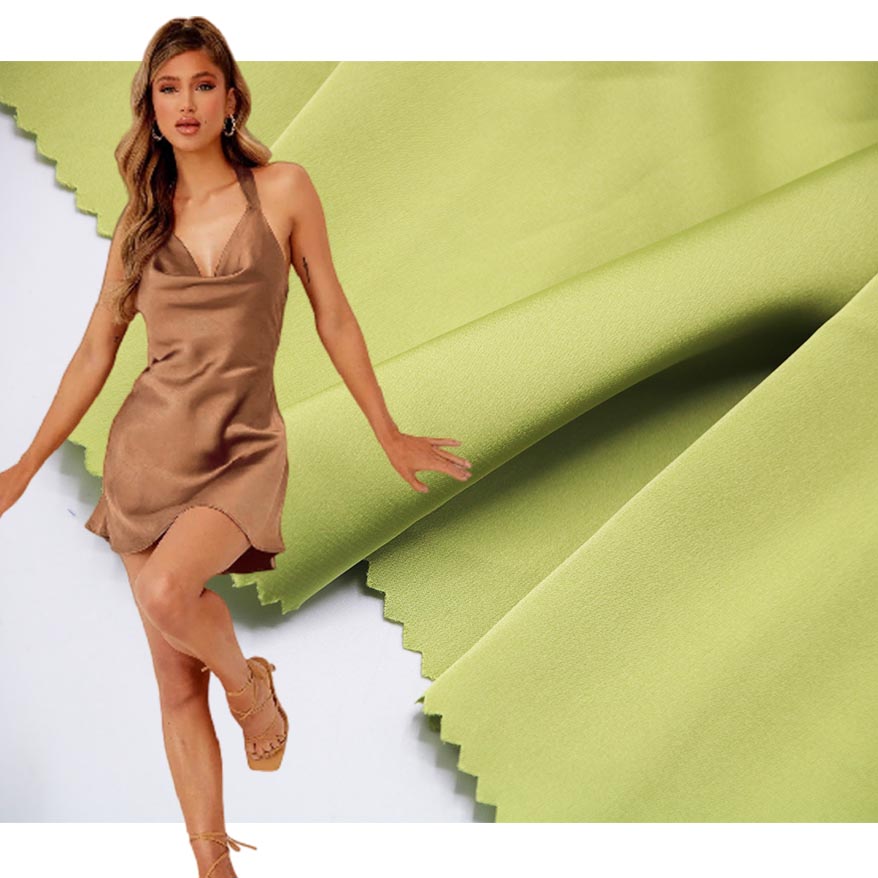 97% Polyester 3% Spandex Woven Stretch Satin Fabric For Women Dress Fashion Clothing LXP-75