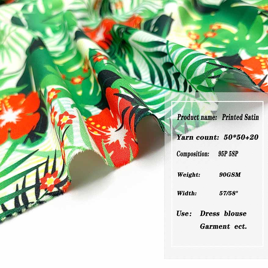 Custom Floral Printed Satin Fabric LXP-475-4