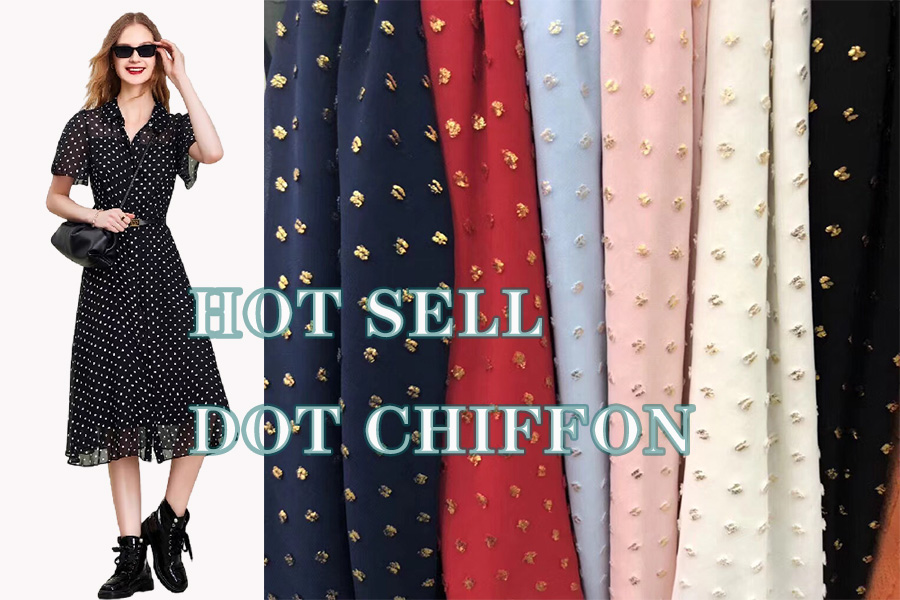 Polka Dot Gold Chiffon Fabric Bolt Wholesale