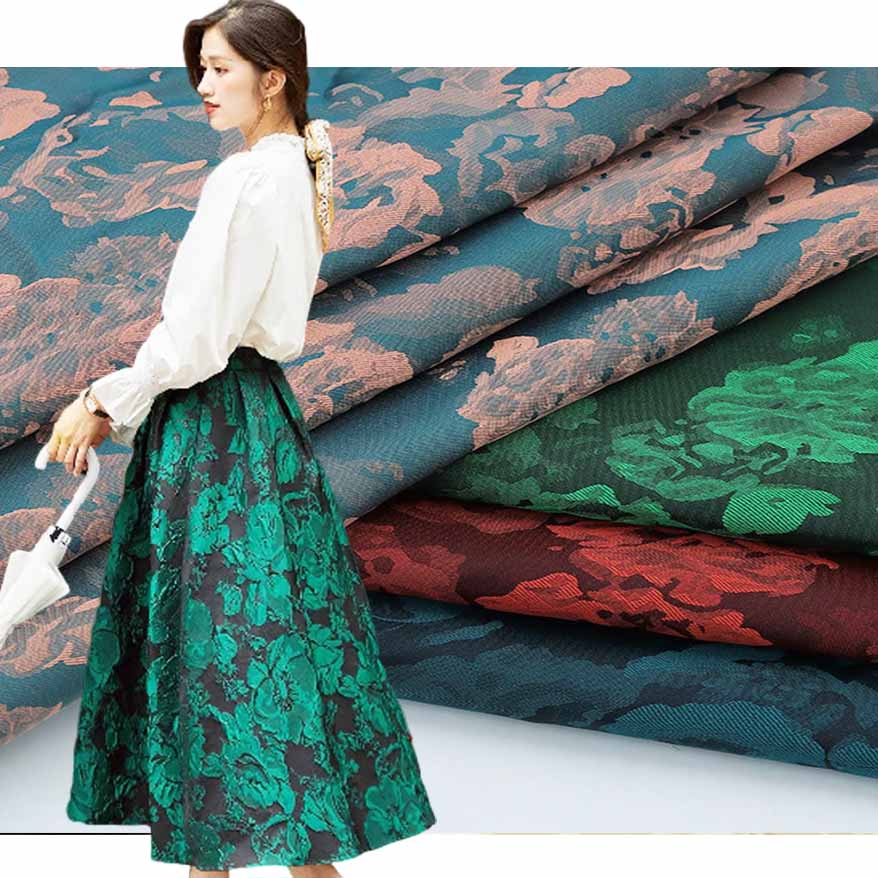 Spandex Cationic Satin Jacquard Fabric LX22060