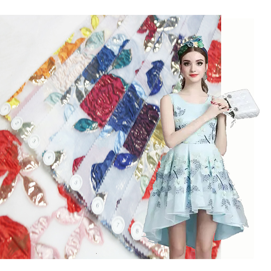 Woven Floral Jacquard Organza Fabric FC22023