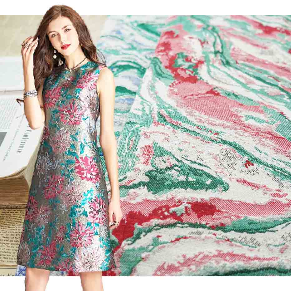Abstract Yarn Dyed Vintage Jacquard Brocade Fabric PA-3583