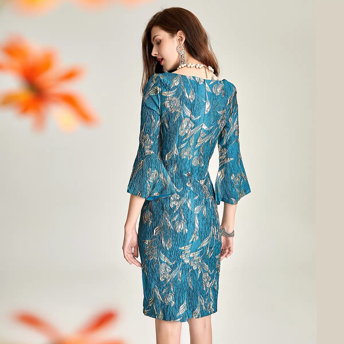 fashion-blue-gold-contrast-jacquard-brocade-fabric-pa-3643-6
