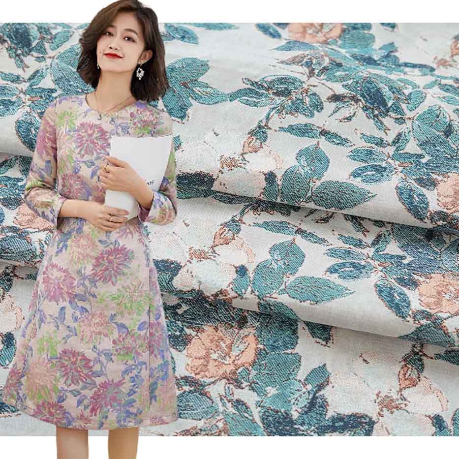 Fashion Classic Oil Painting Floral Jacquard Brocade Fabric PA-3527