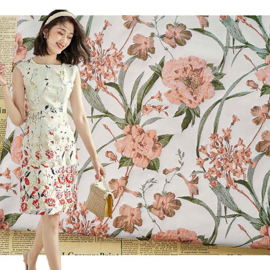 Fashion New Romantic Rose Cluster Jacquard Brocade Fabric PA-3471