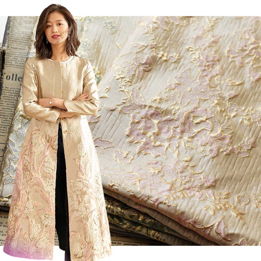 Hot sale Jacquard Floral Metallic Brocade Fabric PA-2799