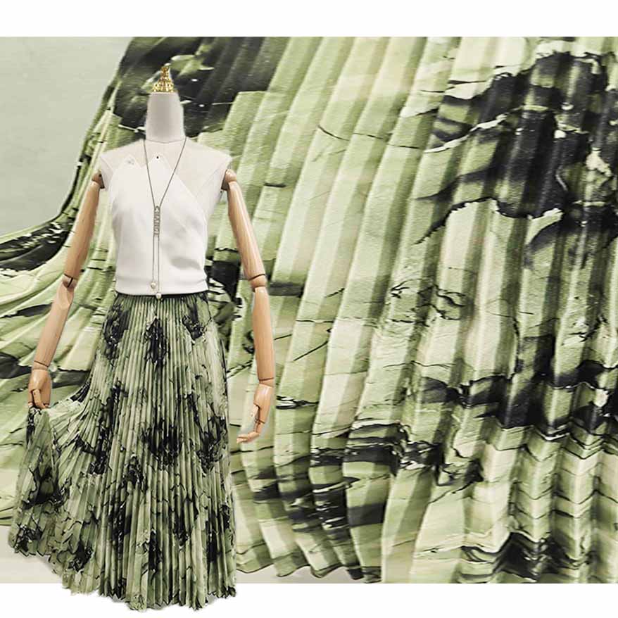New Design Marble Texture Printed Pleated Fabric PA-21081