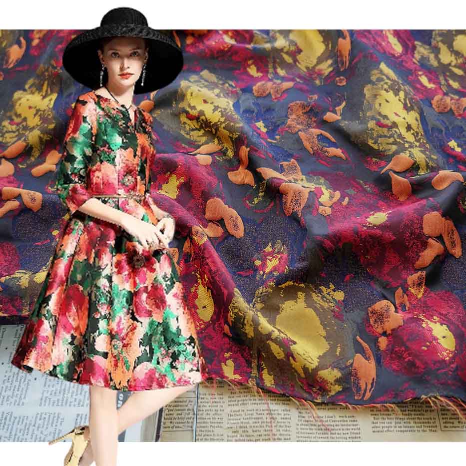 New Design Smudged Color Contrast Jacquard Brocade Fabric PA-3532