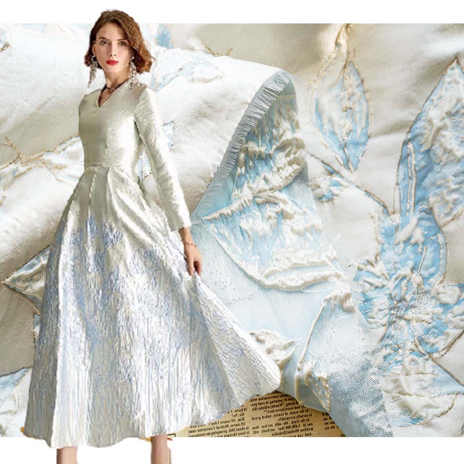 New Fashion Big Flower Embossed Floral Jacquard Brocade Fabric PA-2932