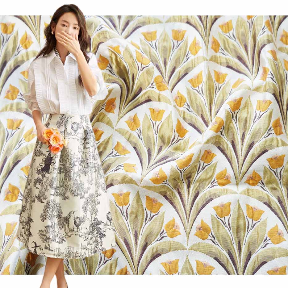 Oil Painting Tulip Jacquard Brocade Fabric PA-3502