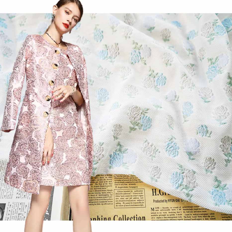 Small Fresh Clusters Of Rose Jacquard Brocade Fabric PA-3476