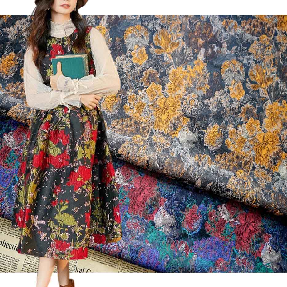 Soft Flower Oil Painting Sense Jacquard Brocade Fabric PA-3391
