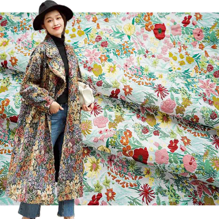 Stylish Design Floral Jacquard Brocade Fabric PA-3438