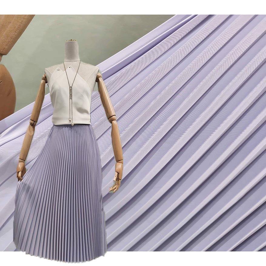 Trendy Plain Satin Pleated Fabric PA-21076