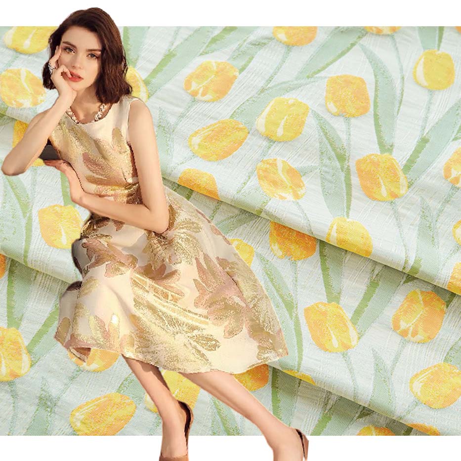 Tulip Flower Jacquard Brocade Fabric PA-3485
